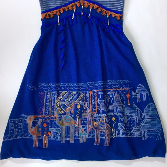 ❤️ SOLD ❤️ Save The Queen Dress Unique Mesh Bubble Hem Exotic Ethnic Boho Small - Picture 5 of 10